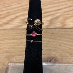 Gold and Pink Women's Ring Set